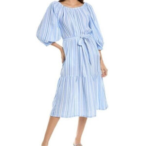 NWT Tommy Bahama XL Villa‎ Solstice Blue Striped Island Gauze Midi Dress